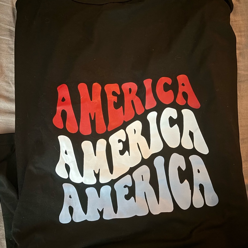 SHEIN Black Tee with Red and White Graphic